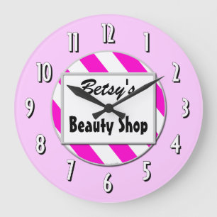 Salón de belleza Reloj retro Personalizado blanco