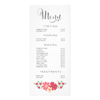 Salón De Belleza Rosada Lista De Precios Del Menú 