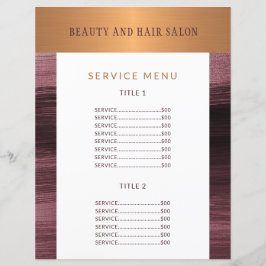 Salón de belleza Servicio moderno Menú de flyer pr
