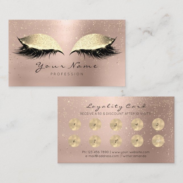 Salón De Belleza Tarjeta De Lealtad Maquillaje Caf (Anverso / Reverso)