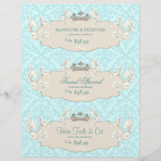 Salón de belleza Volante Crown Blue Beige Damask