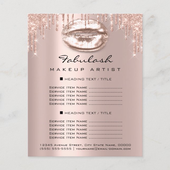 Salon de maquillaje Purpurina rosado Flyer Spark K (Frente)