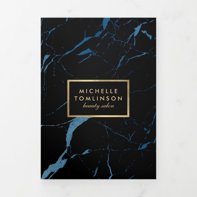 Salon de mármol negro y azul o folleto de producto (Foto de portada)