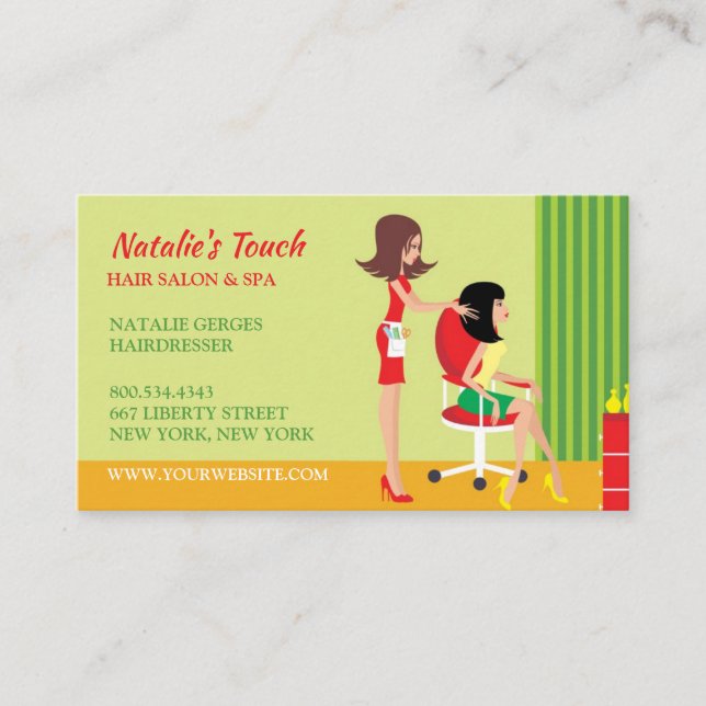 Salón de pelo con tarjetas de visita para citas (Anverso)