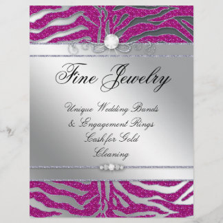 Salon Flyer Jewelry Hair Nail Zebra Purpurina Pink