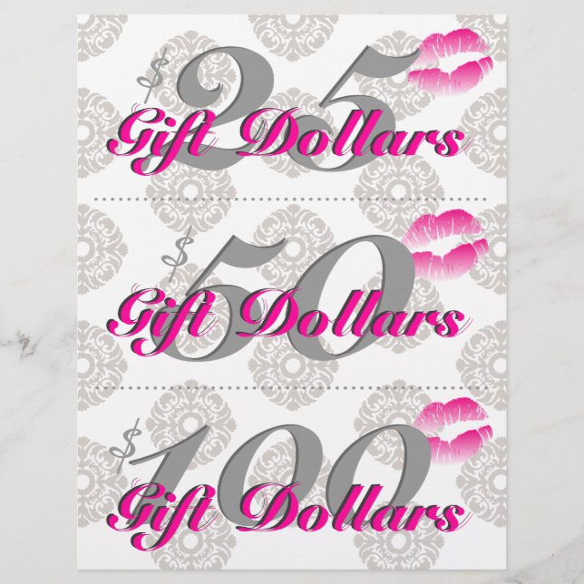 Salon Flyer Spa Lips Certificados De Regalo De Dam (Anverso)