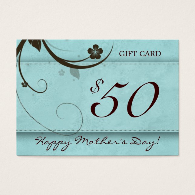 Salon Gift Card Spa Flor azul acuoso $50 (Frente)