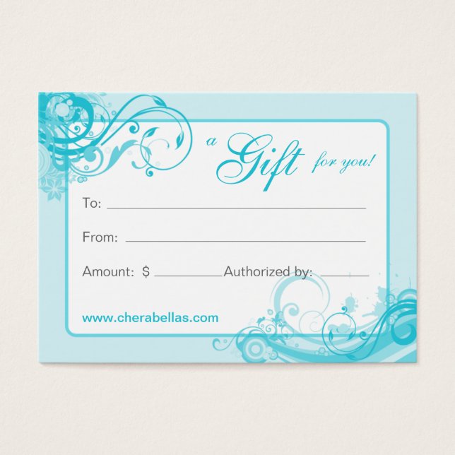 Salon Gift Card Spa Floral Swirls BB (Frente)