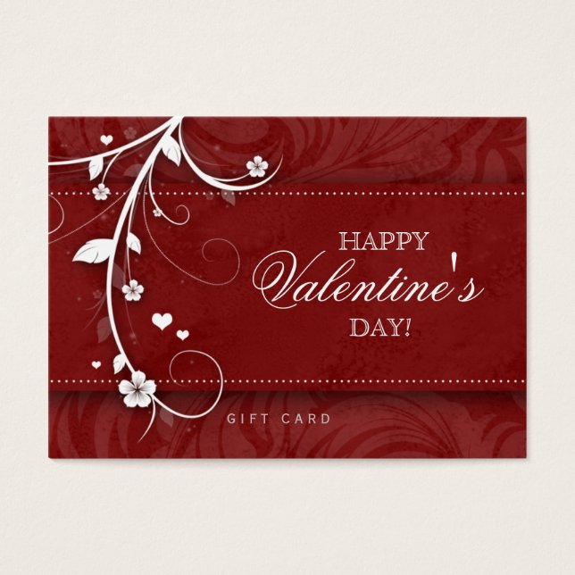 Salon Gift Card Spa Flower Floral Red Hearts (Frente)