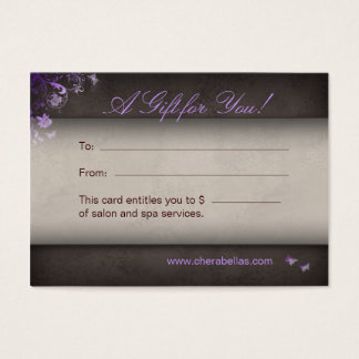 Salon Gift Card Spa Mariposa púrpura