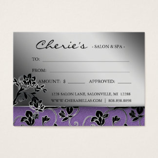 Salon Gift Card Spa Purple Floral