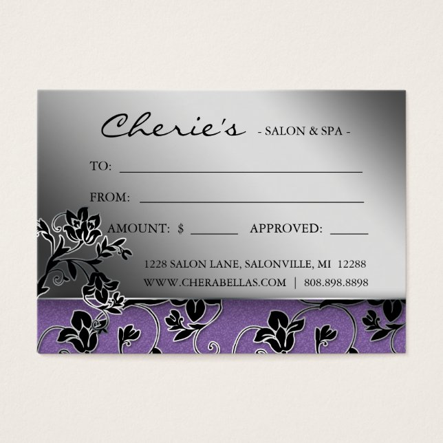 Salon Gift Card Spa Purple Floral (Frente)