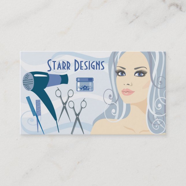 Salon Hairdresser Femenino & Tools Tarjeta de Nego (Anverso)
