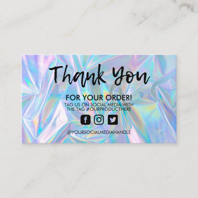 Salón Holográfico de moda Gracias tarjeta de visit (Anverso)