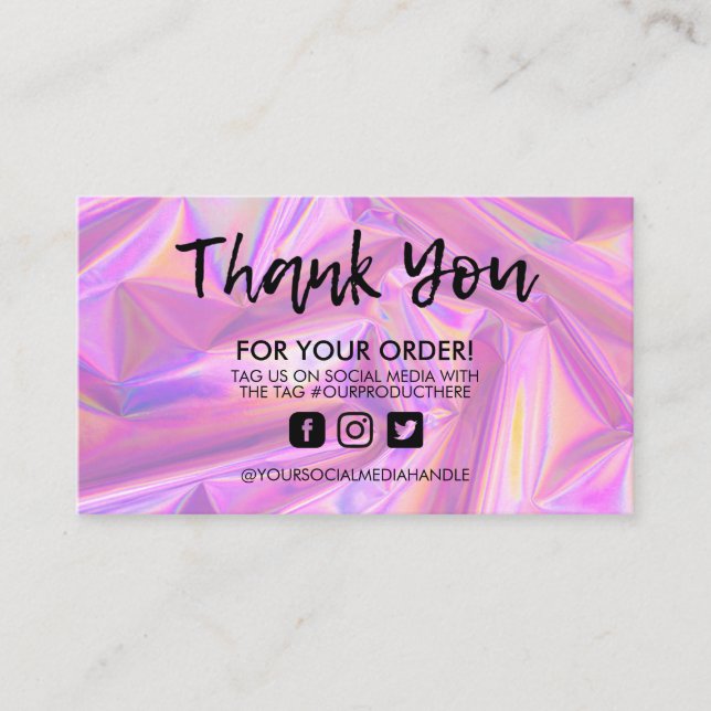 Salón Holográfico de moda Gracias tarjeta de visit (Anverso)