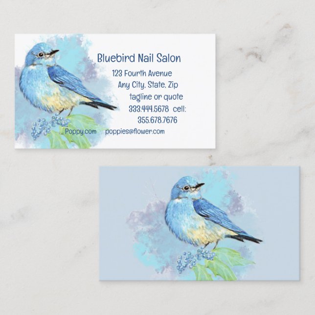 Salón Nail Bluebird o tarjeta de visita Personaliz (Anverso / Reverso)
