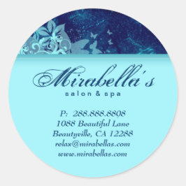 Salón pegatina floral Grunge spa denim azul 2