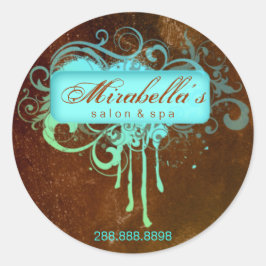 Salón pegatina floral Grunge spa marrón azul