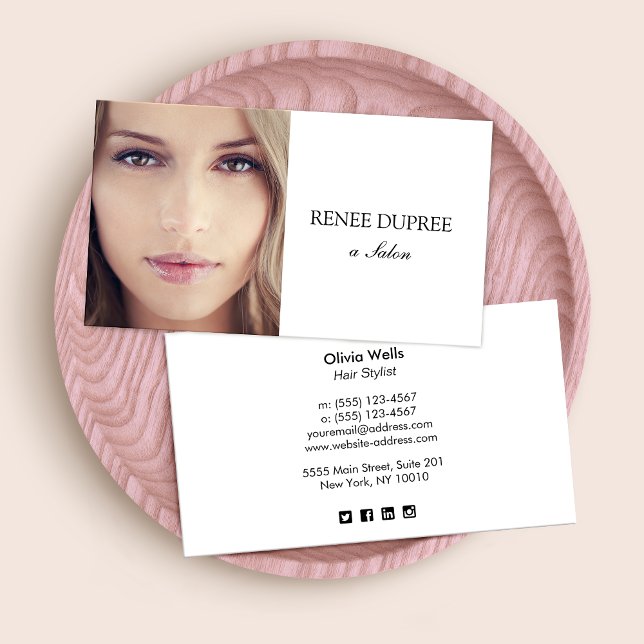 Salón Simple De Belleza Blanca Añadir Tarjeta Foto (Subido por el creador)