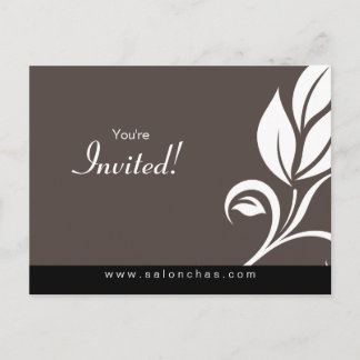 Salon Spa Floral Leaf Postcard Invitación taupe
