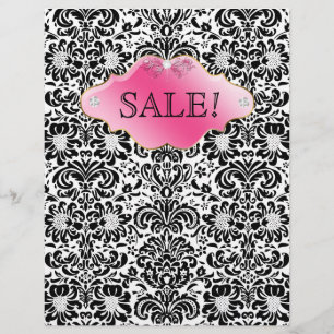 SALON Spa Flyer Floral Damask Oro rosa BW