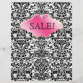SALON Spa Flyer Floral Damask Oro rosa BW