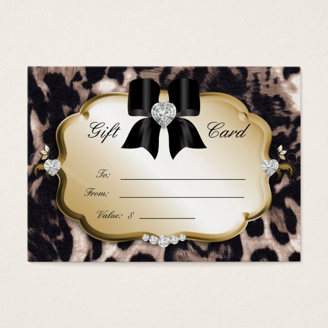 Salon Spa Gift Card Valentine Leopard Gold Black (Frente)