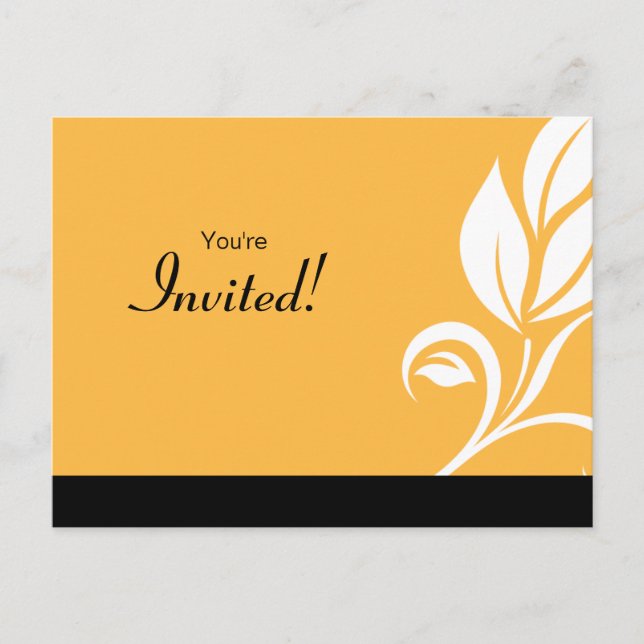Salon Spa Leaf Floral Postales Invitación amarillo (Anverso)