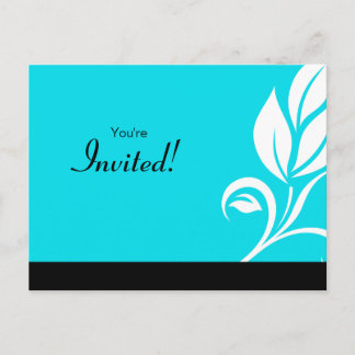 Salon Spa Leaf Floral Postales Invitación azul