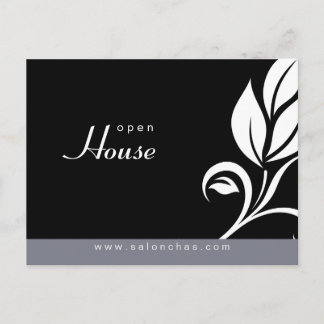 Salon Spa Leaf Floral Postales Invitación gris