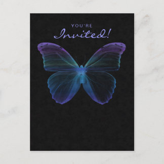 Salon Spa Mariposa Postcard Invitación Azul