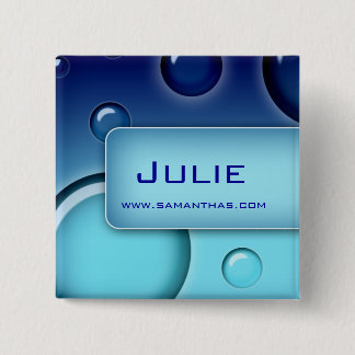 Salon Spa Nombre Etiqueta Botón Brooch Bubbles azu