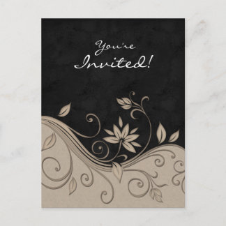 Salon Spa Postales Florales Invitación Beige negro