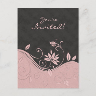 Salon Spa Postales Florales Invitación Gris Rosa
