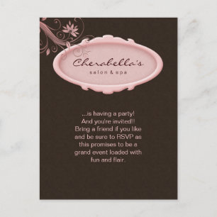 Salon Spa Postales Florales Invitación Marrón Rosa