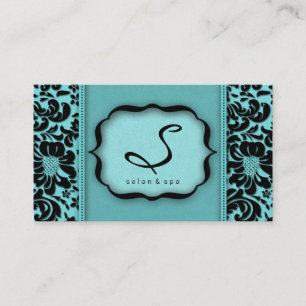 Salon Spa tarjeta de visita Blue Damask Floral
