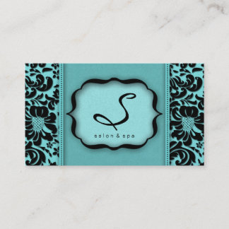 Salon Spa tarjeta de visita Blue Damask Floral