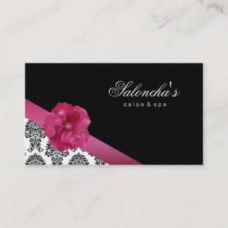 Salon Spa tarjeta de visita damasco de flores rosa