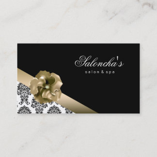 Salon Spa tarjeta de visita damasco floral de oro