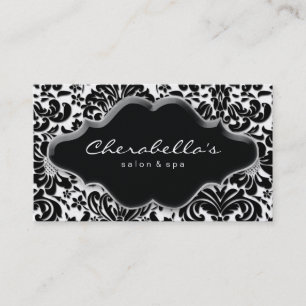 Salon Spa tarjeta de visita Platino Damask Platino
