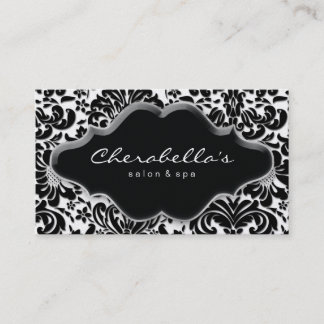 Salon Spa tarjeta de visita Platino Damask Platino