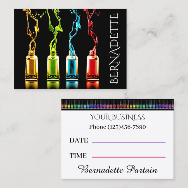 Salón - Técnico de uñas - Tarjeta de cita (Anverso / Reverso)