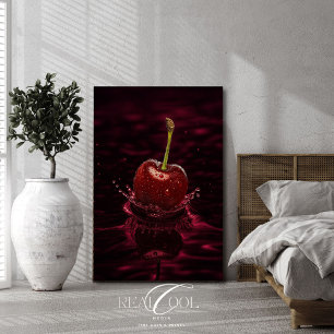 Salpicadura de cereza rojo oscuro en impresión art