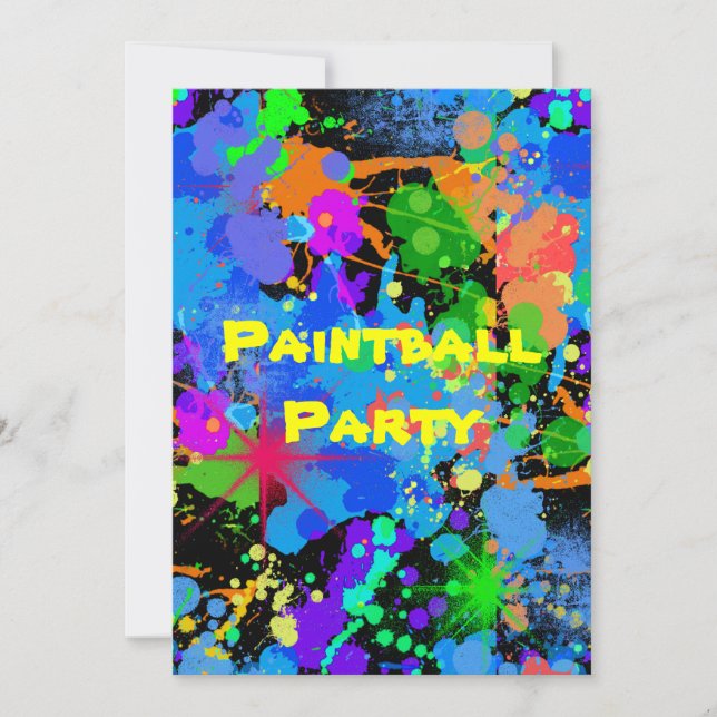 Salpicadura de pintura, falso neón, invitación de  (Anverso)