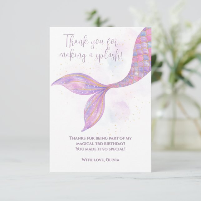 Salpicadura de sirena tarjeta de agradecimiento (Anverso de pie)