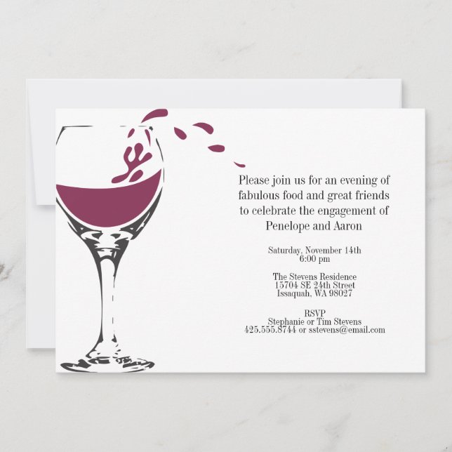 Salpicar la invitación del fiesta del Merlot (Anverso)