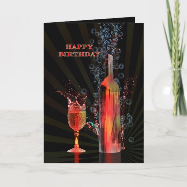 Salpicar la tarjeta de cumpleaños del vino (Anverso)