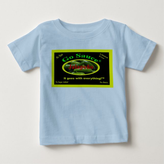 Salsa azul claro de la camiseta bebé con ingredien (Anverso)