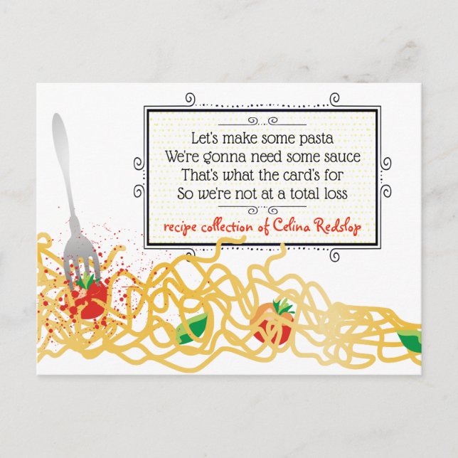 Salsa de pasta Tarjeta de receta del libro de coci (Anverso)