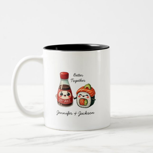 Salsa de soja y tazas de sushi personalizadas (Izquierda)